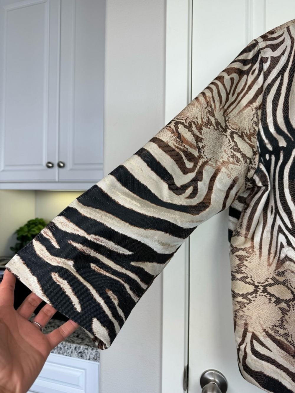 Caroline Rose Jacket Zebra Snake Animal Print No Size Tag Measures as 3X - Picture 6 of 16